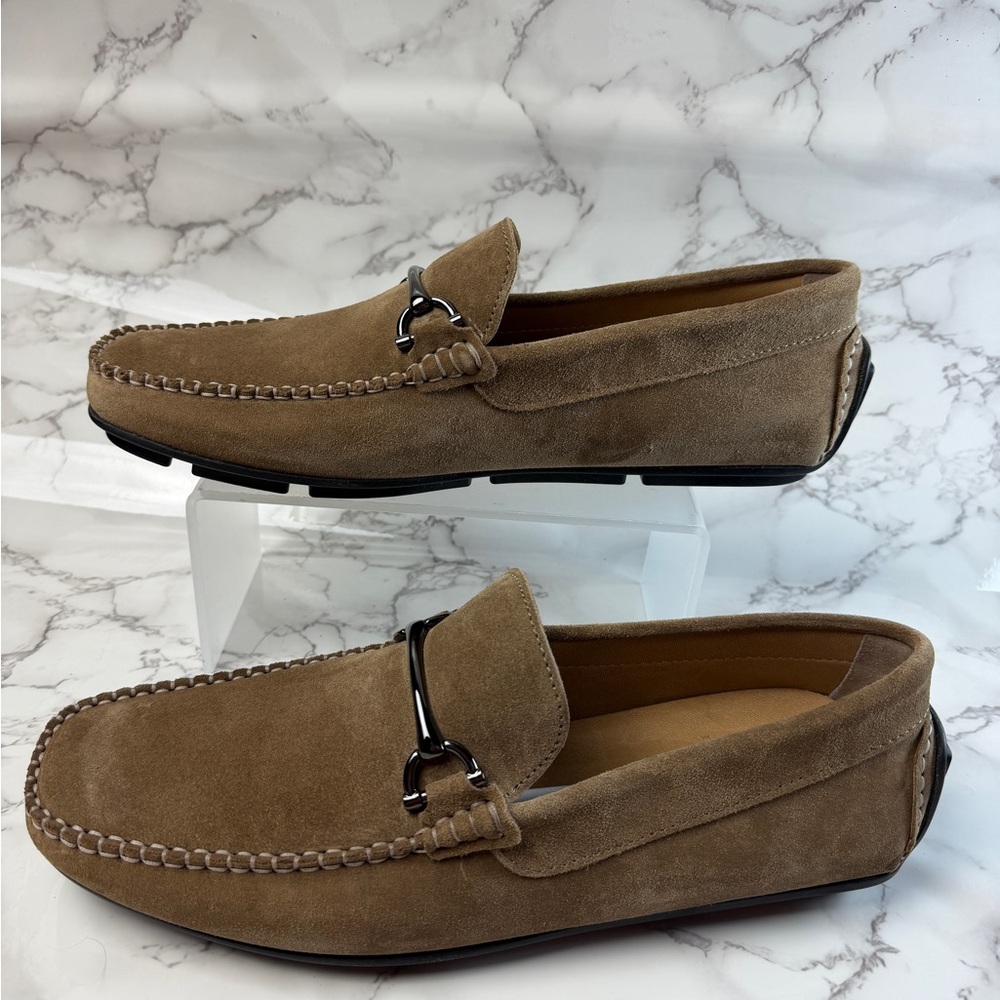 Bruno Magli Parker Taupe Suede Slip-On Loafers